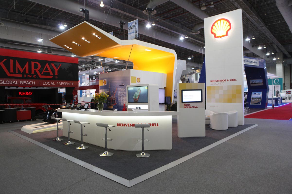 yellow trade show booth